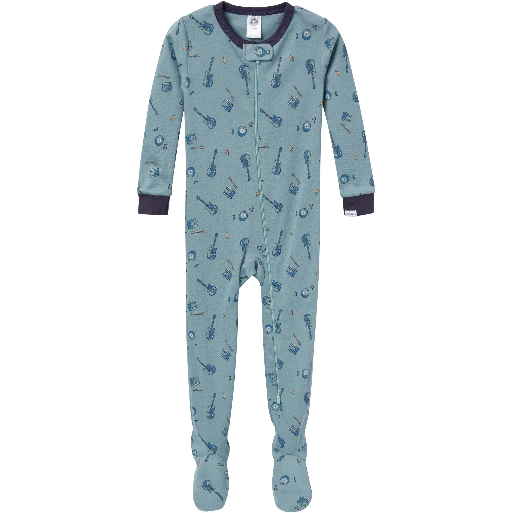 2-Pack Baby & Toddler Boys Guitars Snug Fit Footed Pajamas