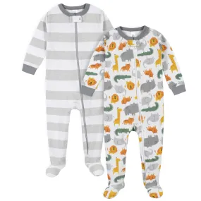 2-Pack Boys Wild Snug Fit Footed Cotton Pajamas