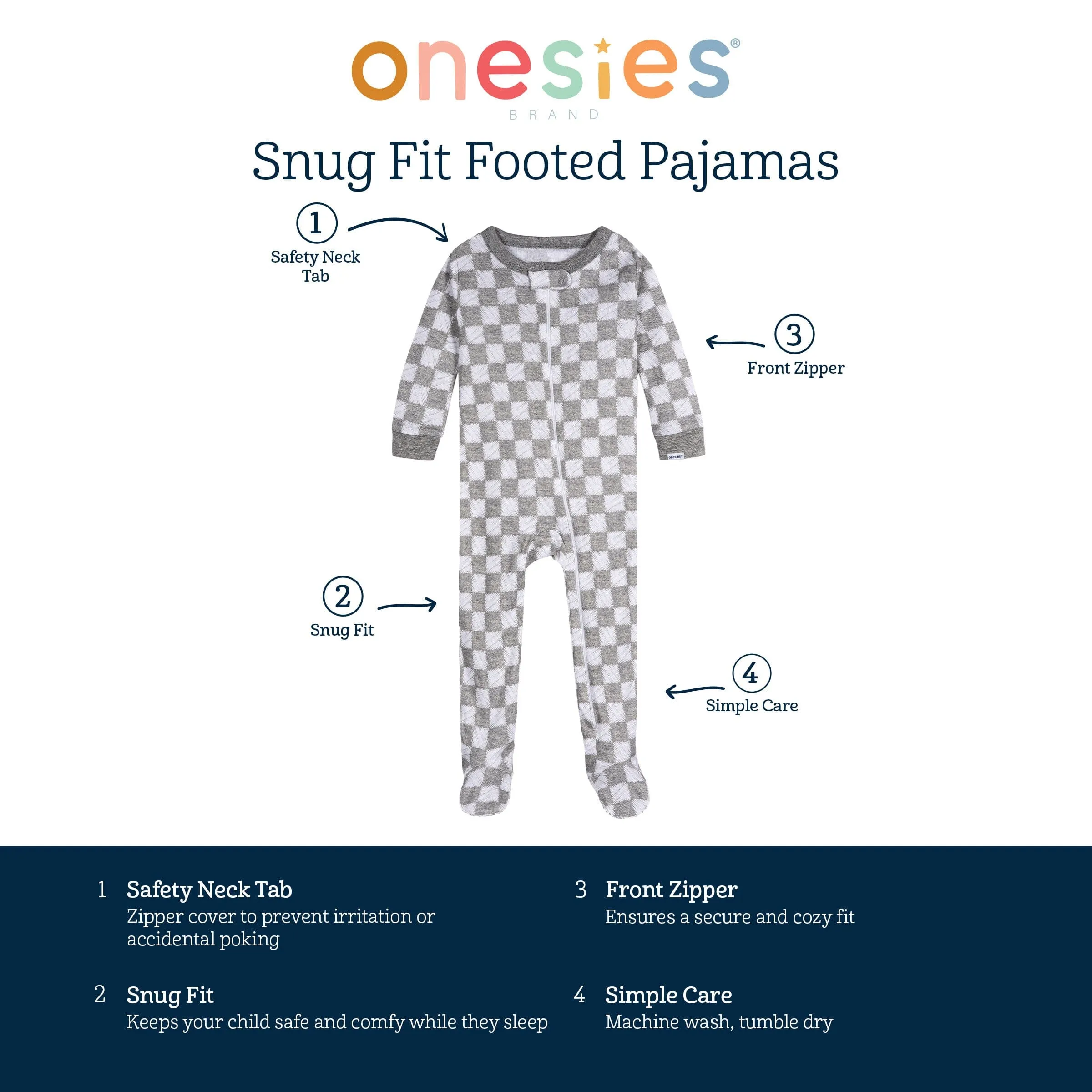 4-Pack Baby Boys Treats Snug Fit Footed Pajamas