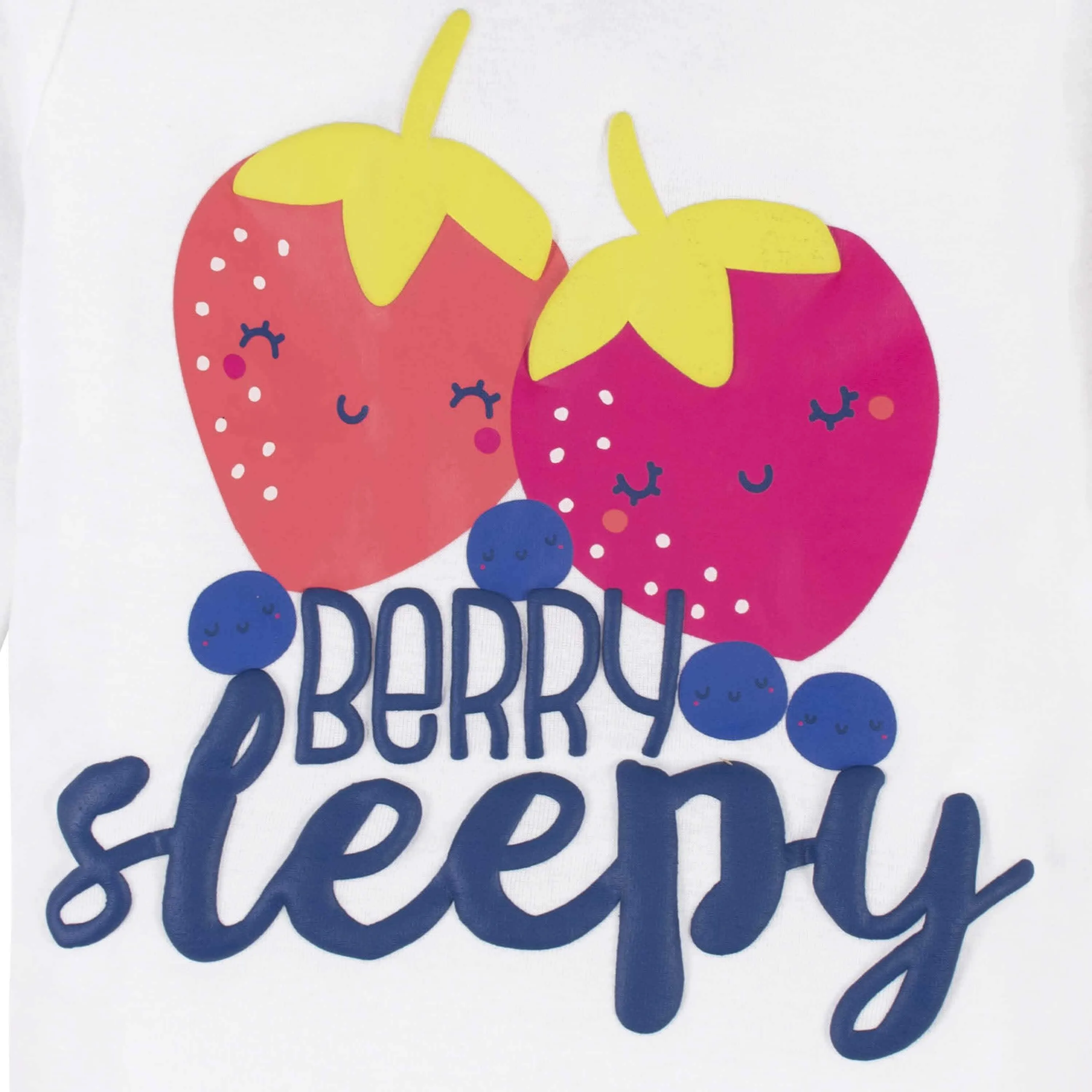 4-Piece Girls Berries Snug Fit Cotton Pajamas