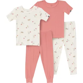 4-Piece Infant & Toddler Neutral Pasta Dinner Snug Fitting Pajamas