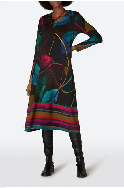 Abstract Petal Print Dress