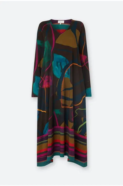 Abstract Petal Print Dress