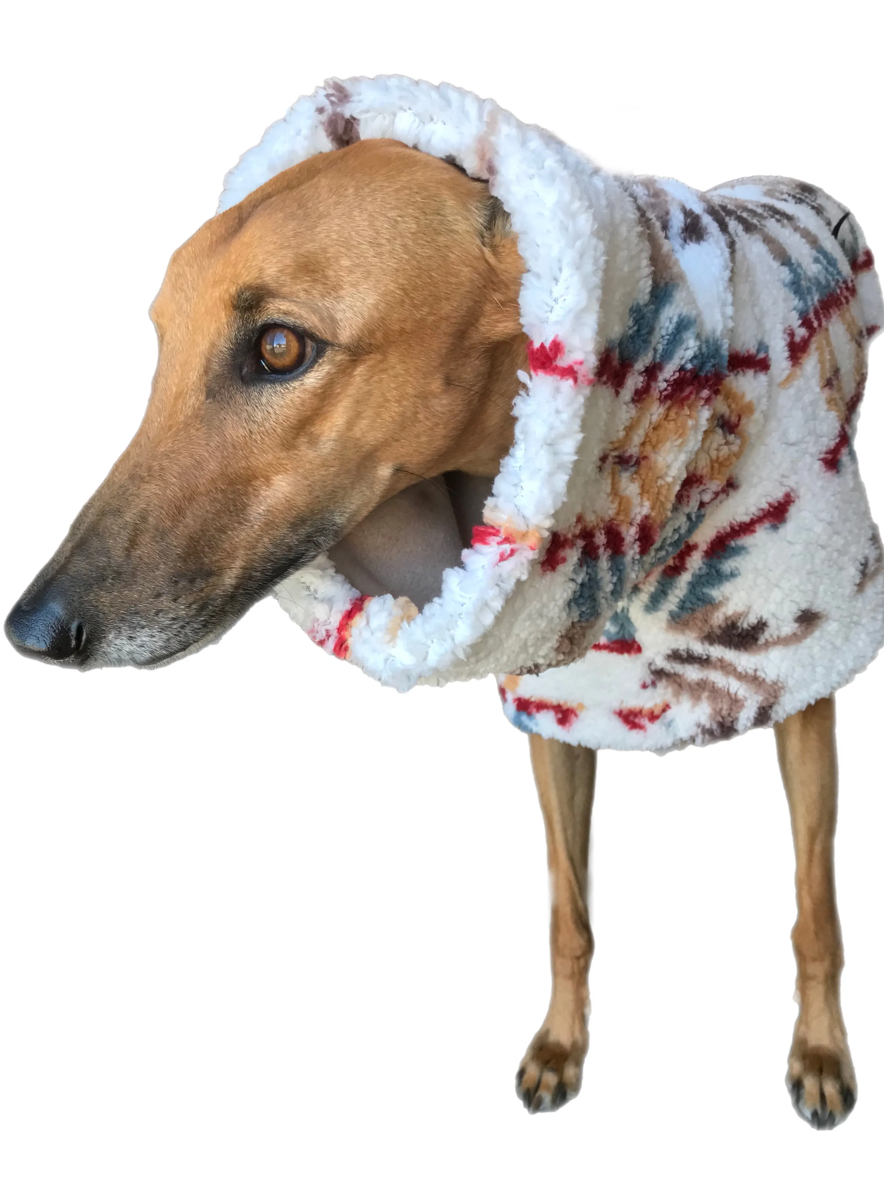 Baby soft Sherpa deluxe style greyhound coat with snuggly wide neck roll