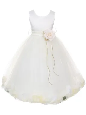 Big Girls Ivory With Sash Solid Petal Junior Bridesmaid Plus Size Dress 16.5-20.5