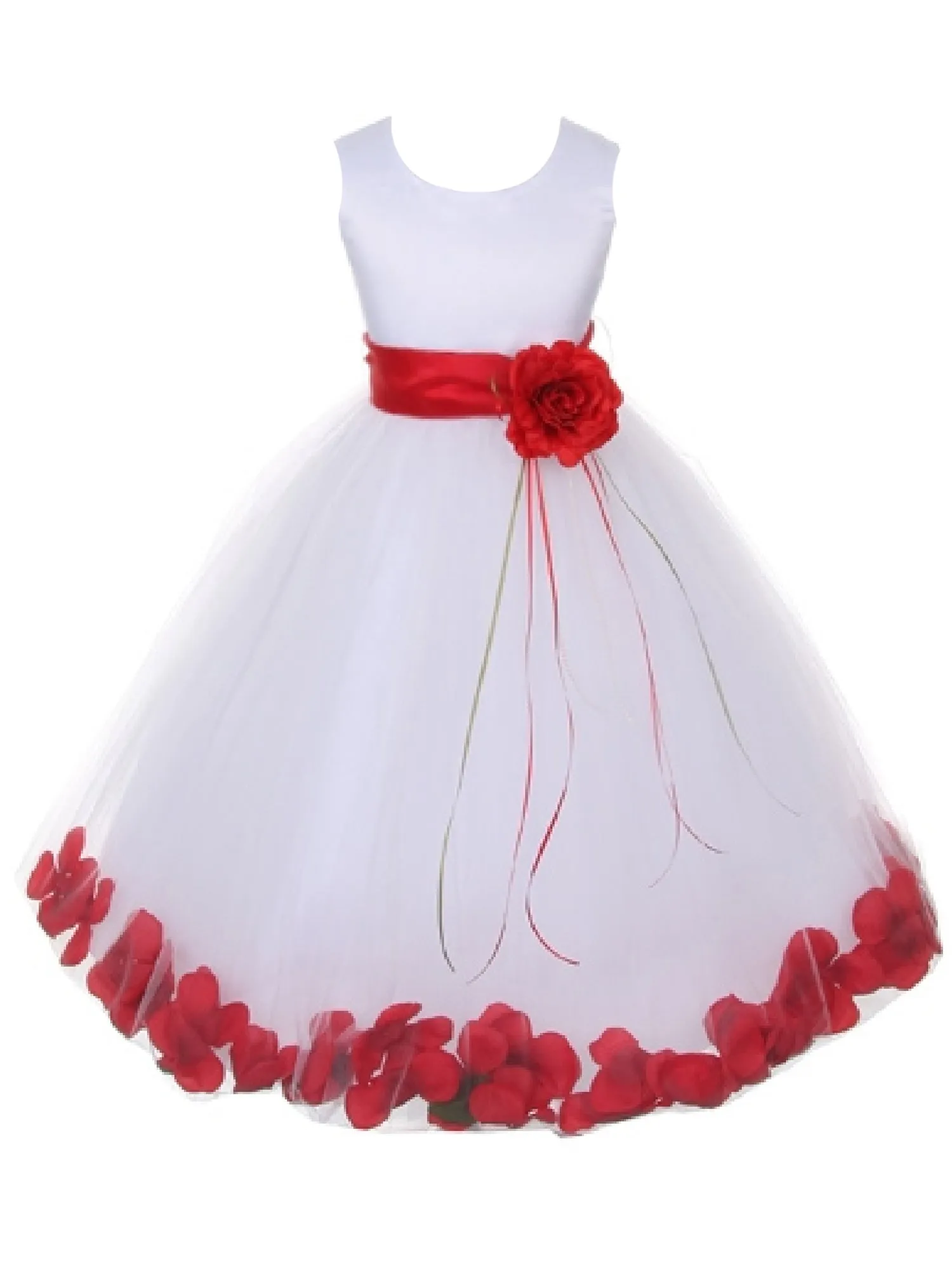 Big Girls White With Sash Petal Junior Bridesmaid Plus Size Dress 16.5-20.5