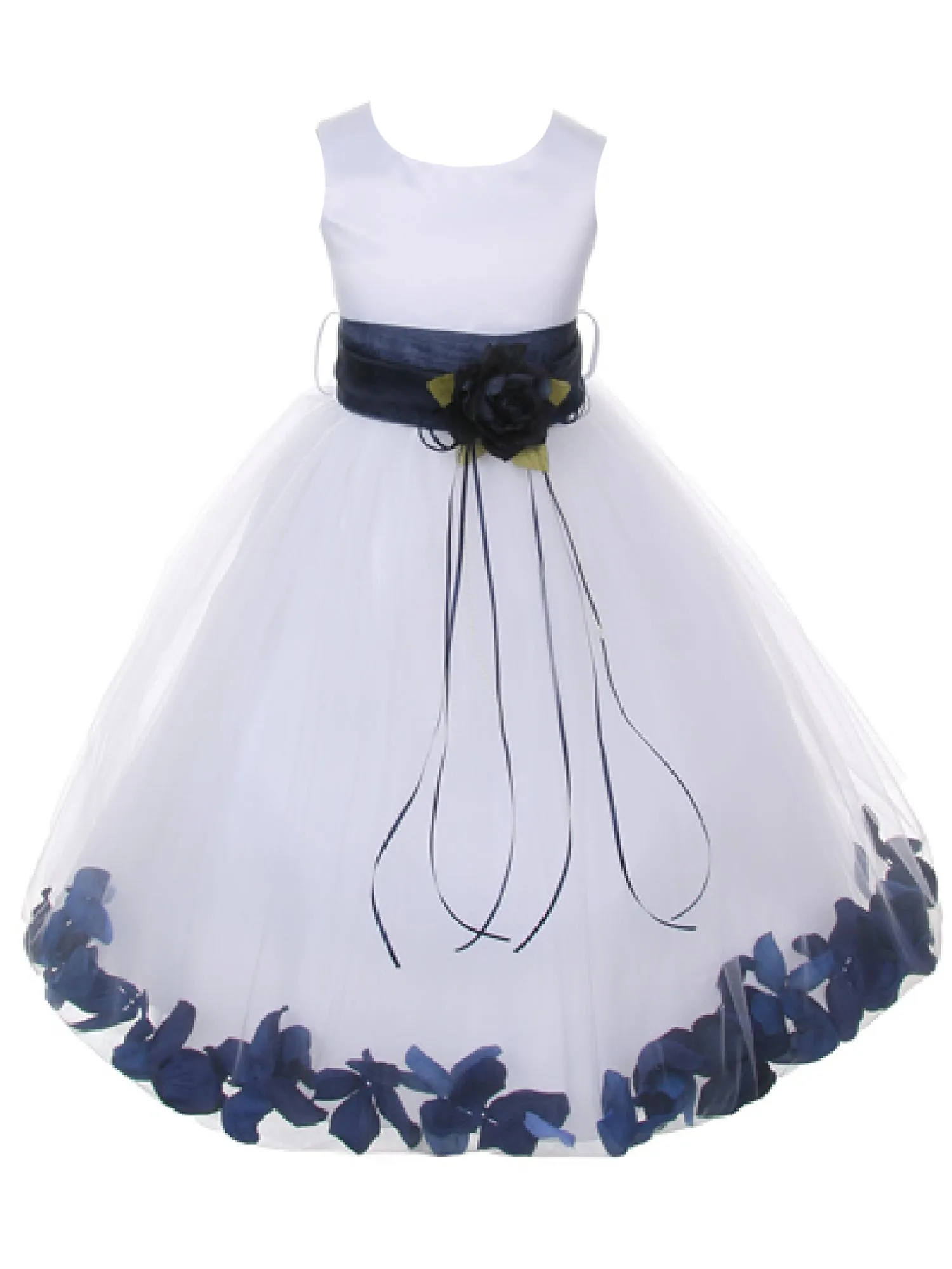 Big Girls White With Sash Petal Junior Bridesmaid Plus Size Dress 16.5-20.5