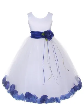 Big Girls White With Sash Petal Junior Bridesmaid Plus Size Dress 16.5-20.5