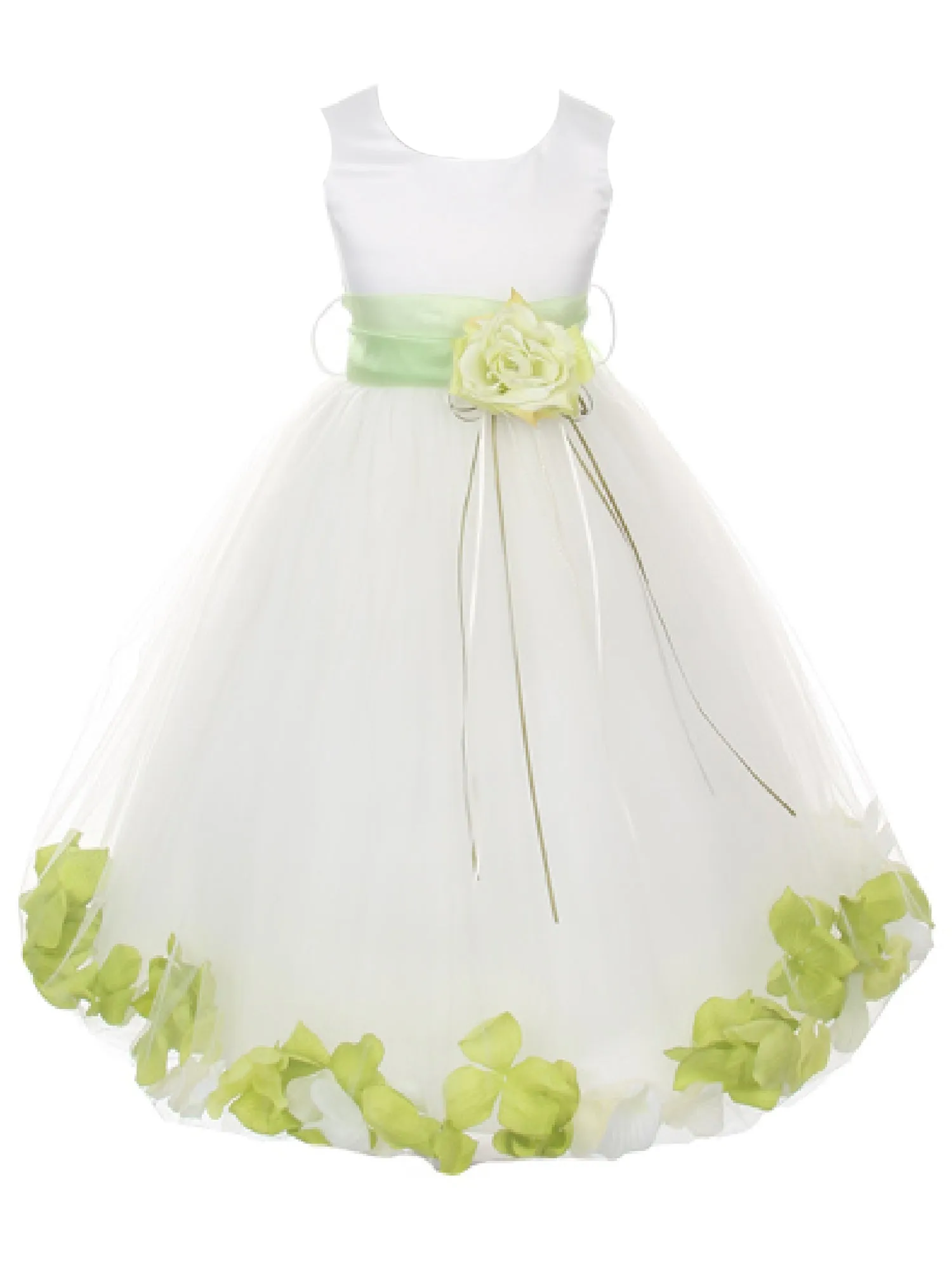 Big Girls White With Sash Petal Junior Bridesmaid Plus Size Dress 16.5-20.5