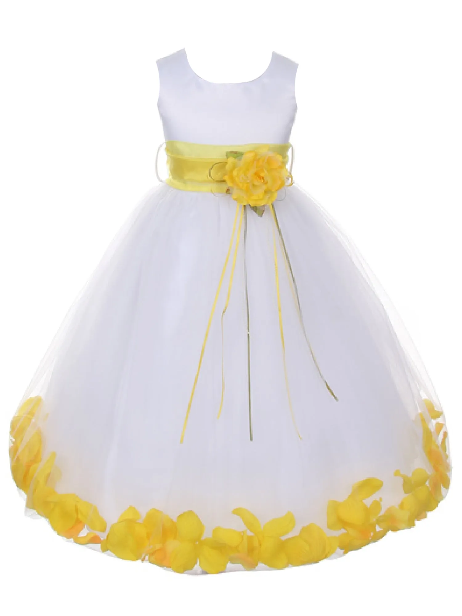 Big Girls White With Sash Petal Junior Bridesmaid Plus Size Dress 16.5-20.5