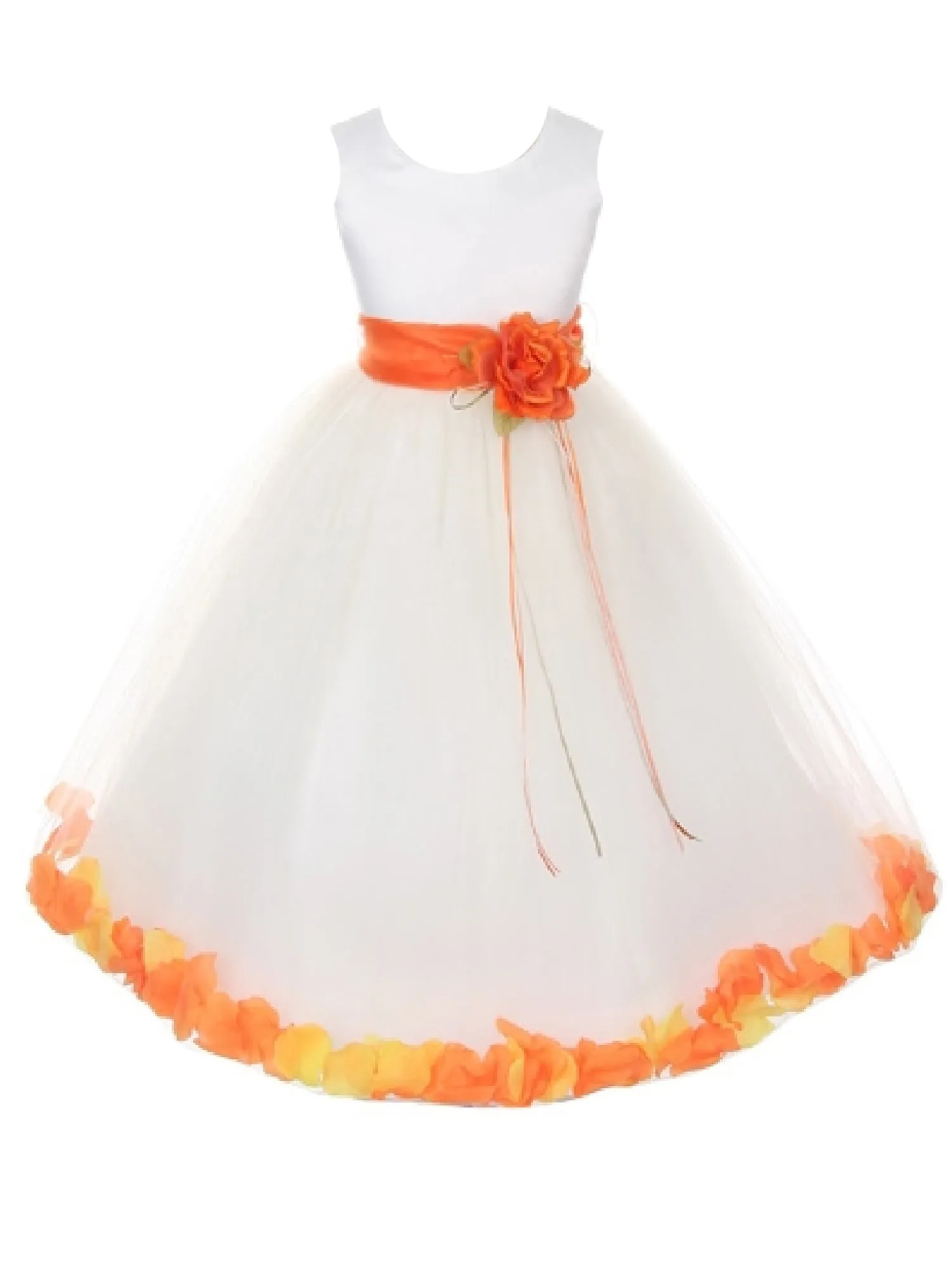 Big Girls White With Sash Petal Junior Bridesmaid Plus Size Dress 16.5-20.5