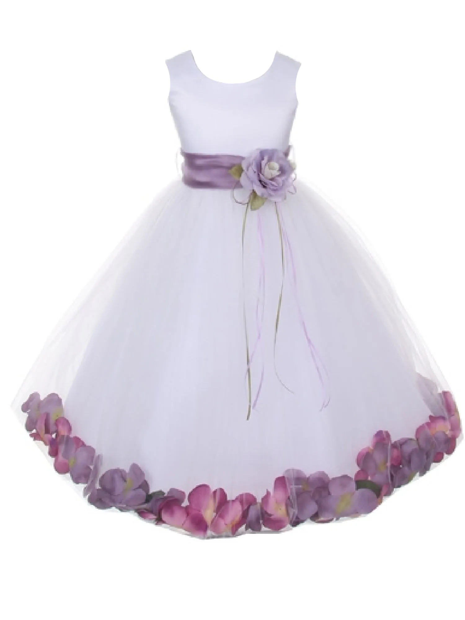 Big Girls White With Sash Petal Junior Bridesmaid Plus Size Dress 16.5-20.5