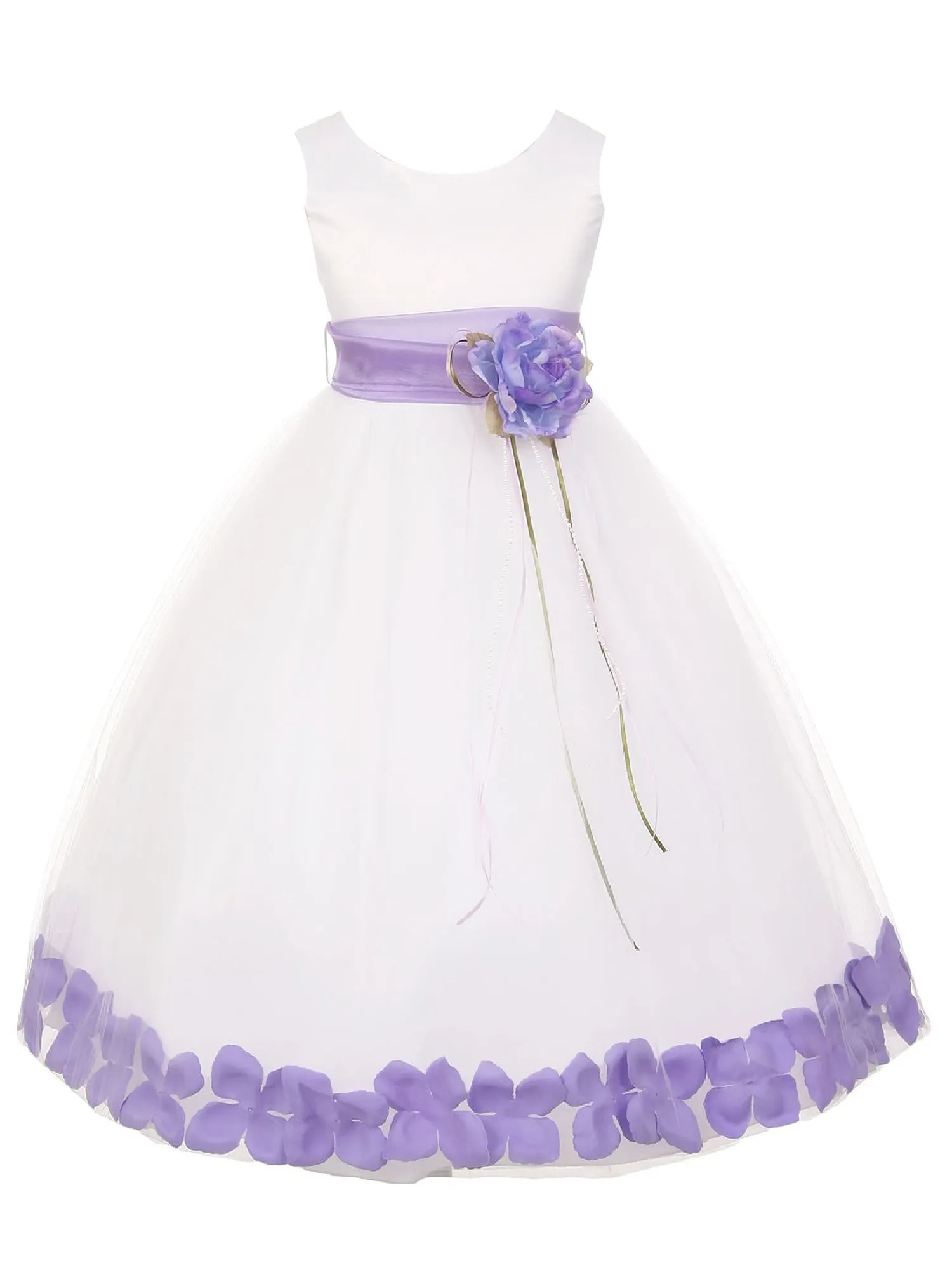 Big Girls White With Sash Petal Junior Bridesmaid Plus Size Dress 16.5-20.5