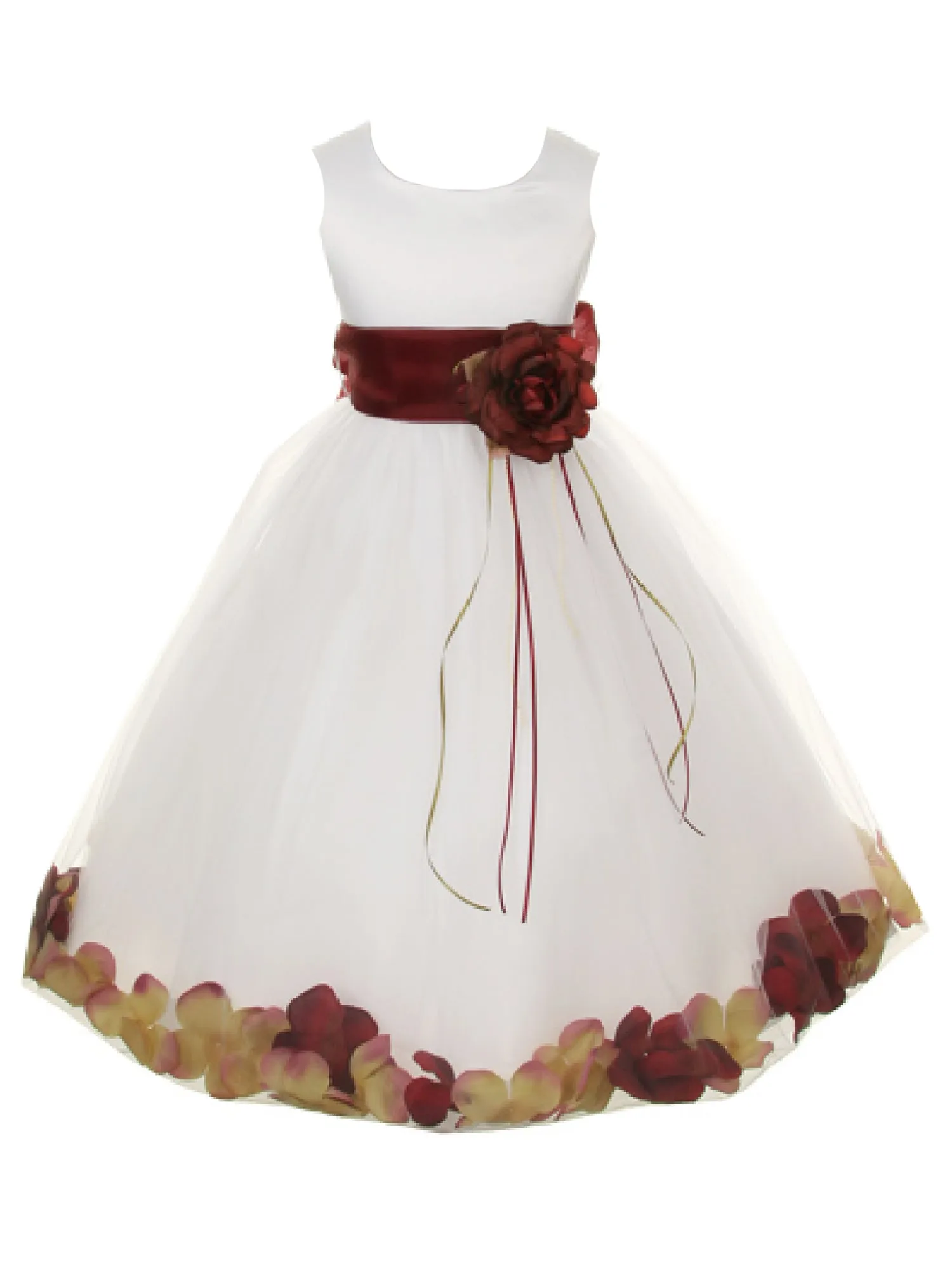 Big Girls White With Sash Petal Junior Bridesmaid Plus Size Dress 16.5-20.5