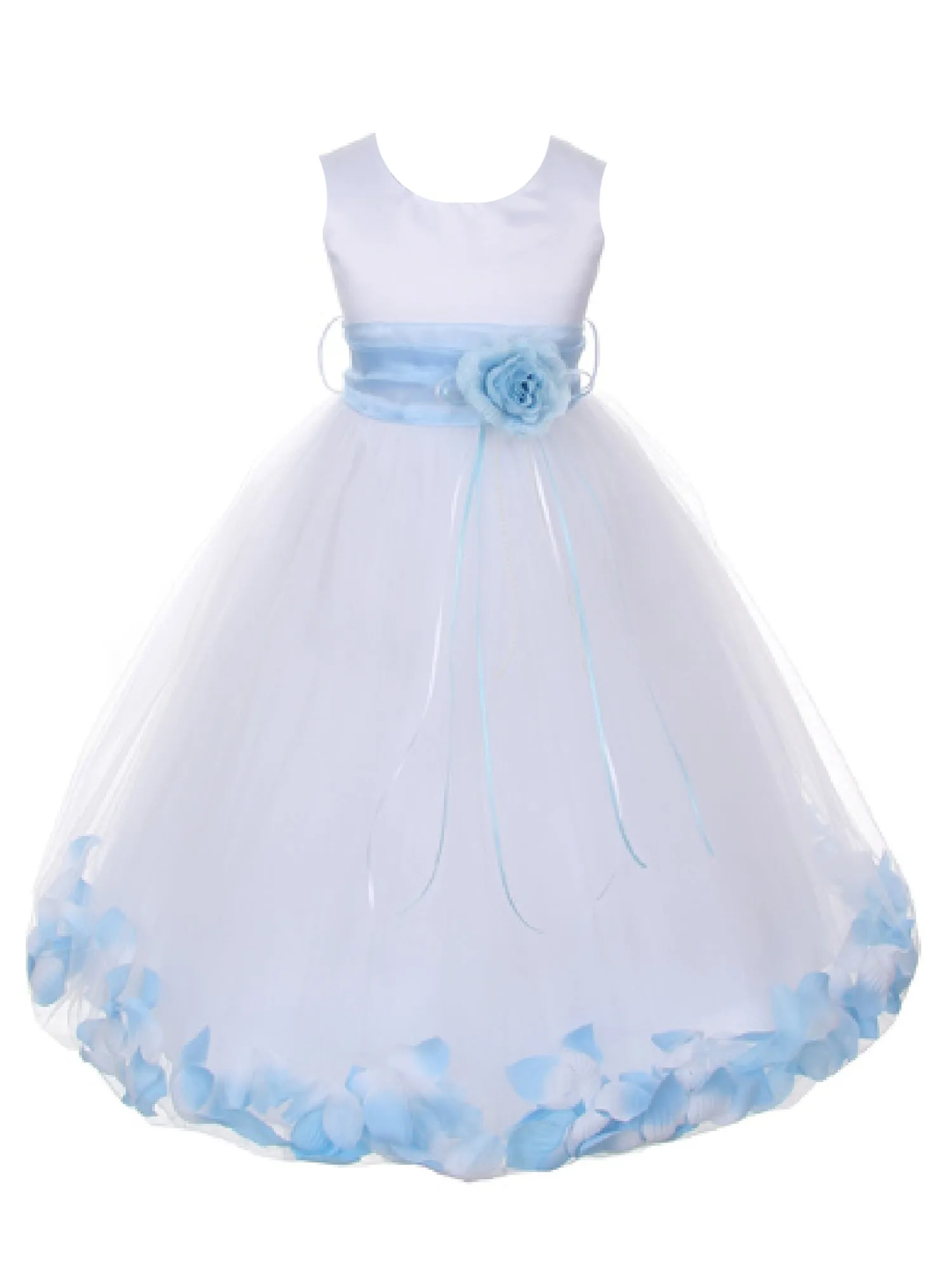 Big Girls White With Sash Petal Junior Bridesmaid Plus Size Dress 16.5-20.5