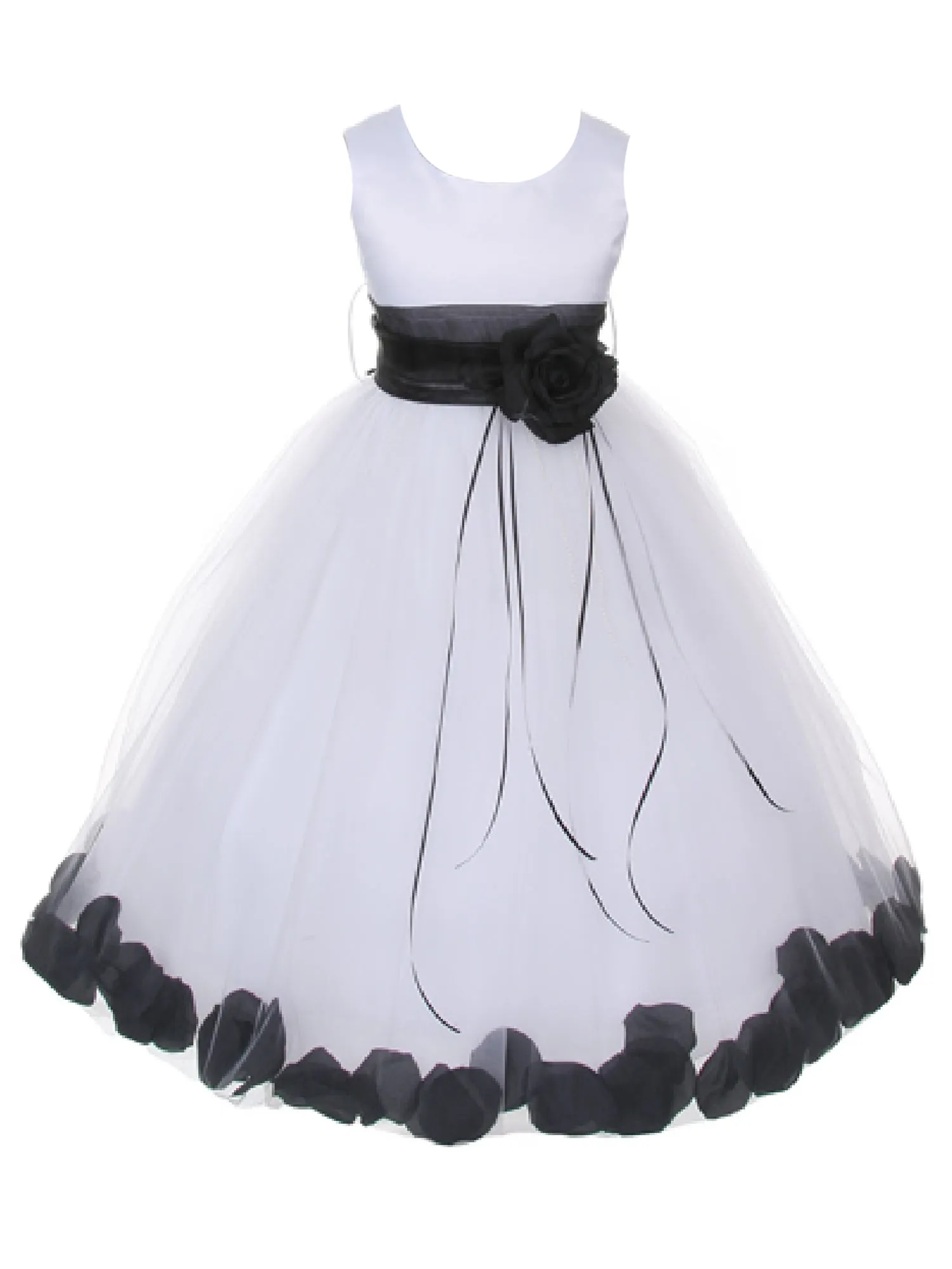 Big Girls White With Sash Petal Junior Bridesmaid Plus Size Dress 16.5-20.5