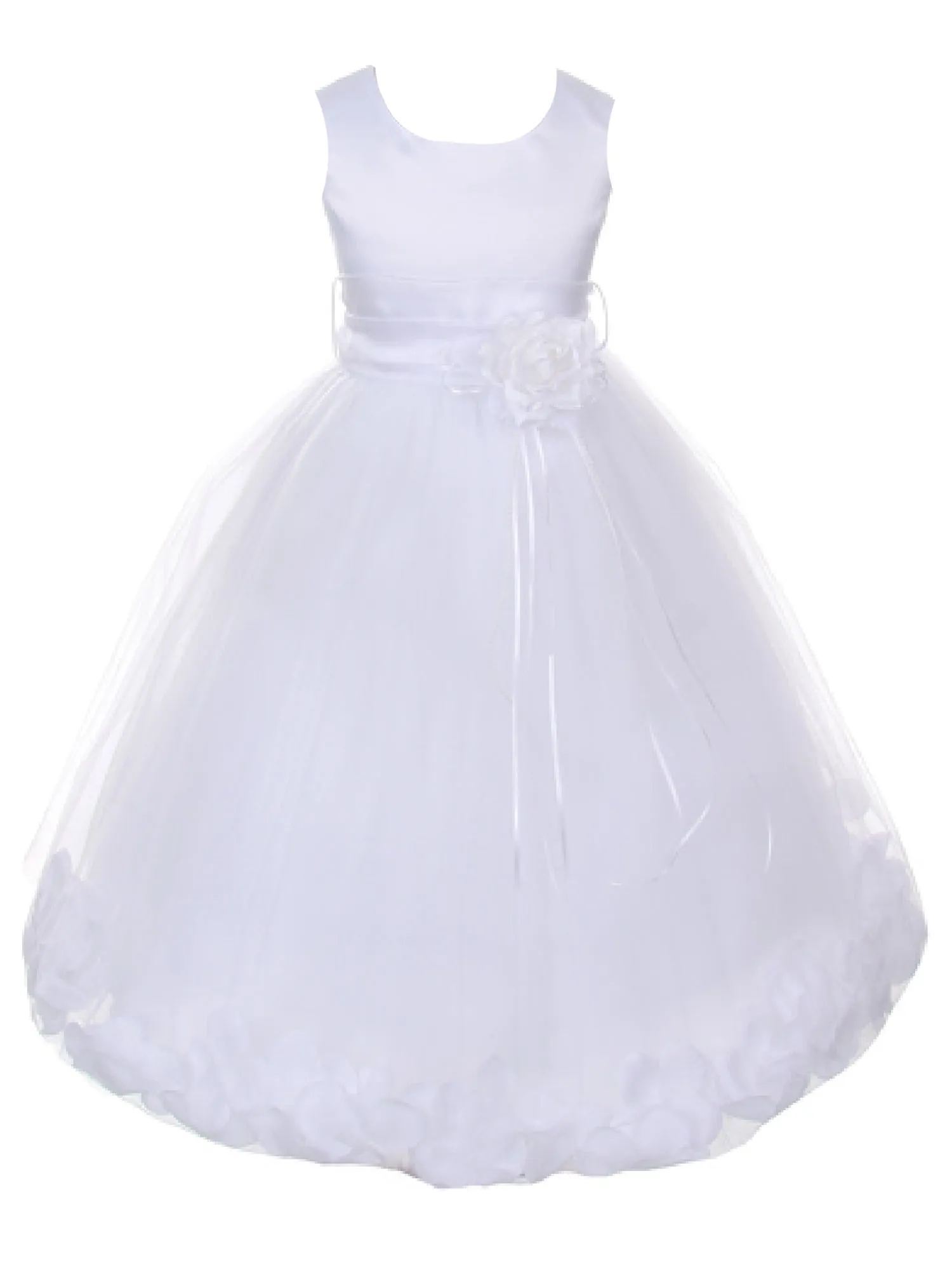 Big Girls White With Sash Petal Junior Bridesmaid Plus Size Dress 16.5-20.5