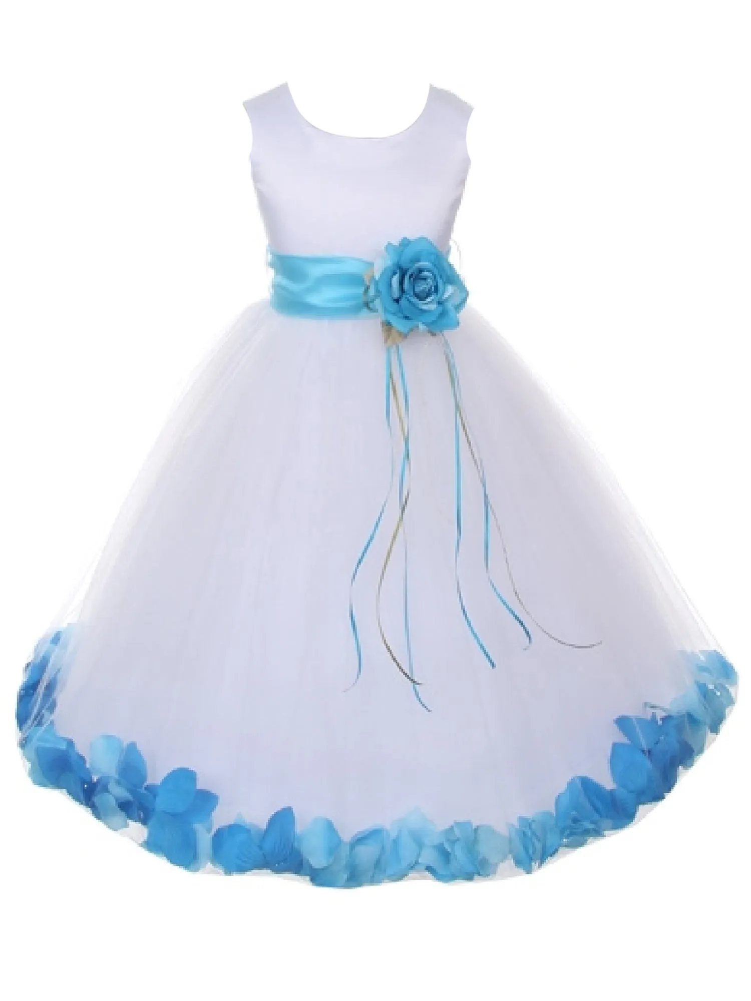 Big Girls White With Sash Petal Junior Bridesmaid Plus Size Dress 16.5-20.5