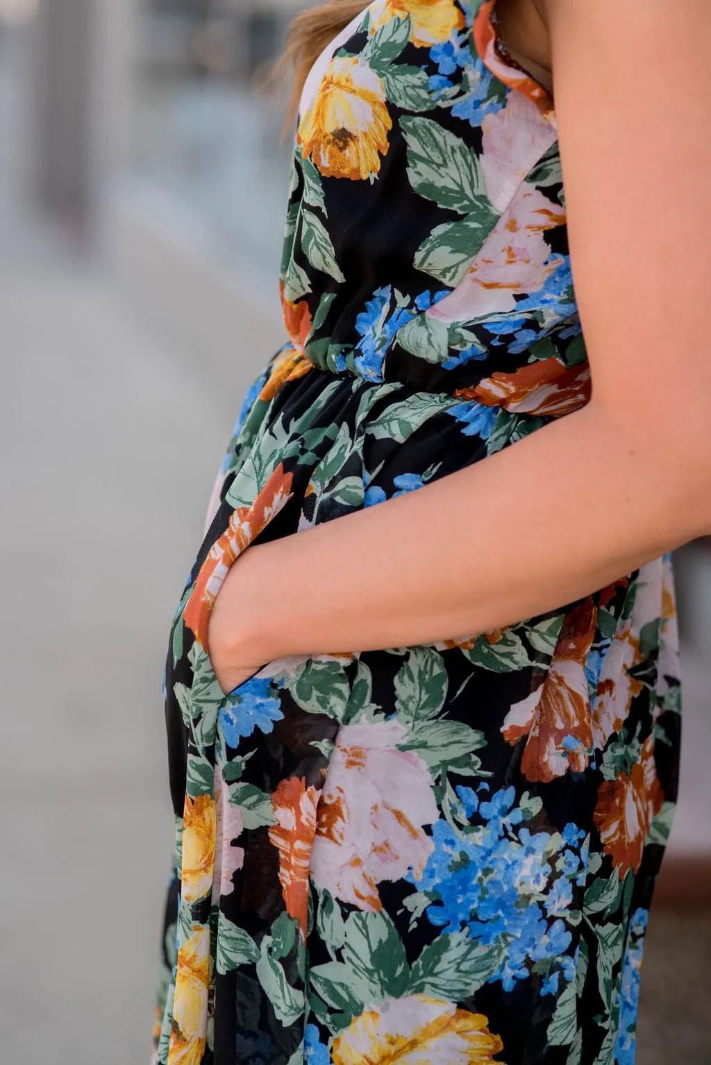 Blossoming Ruffle Accented Maxi Dress