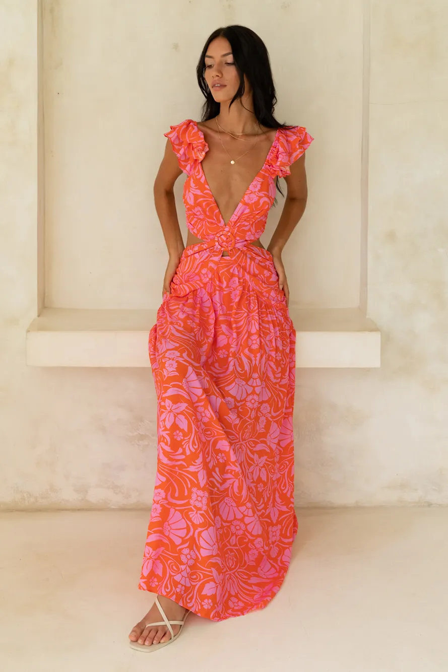 Blossoming Thoughts Maxi Dress Red