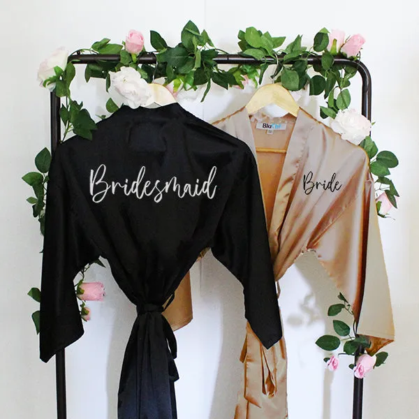 Bridesmaid Robe Set of 6, Personalized Robes in Front & Back, 26 Colors, 3T-6XL