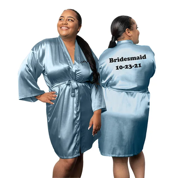 Bridesmaid Robe Set of 6, Personalized Robes in Front & Back, 26 Colors, 3T-6XL