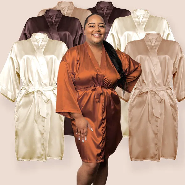 Bridesmaid Robe Set of 7, Personalized Robes in Front & Back, 26 Colors, 3T-6XL