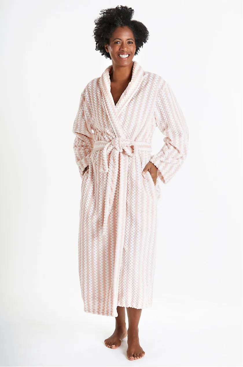 Bubble Stripe Fleece Slipper Robe