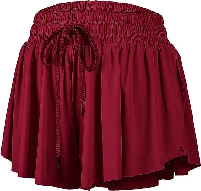 Butterfly Flowy Short in Maroon