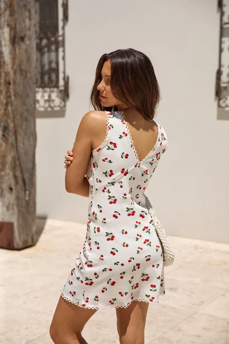 Cherry Tree Mini Dress White