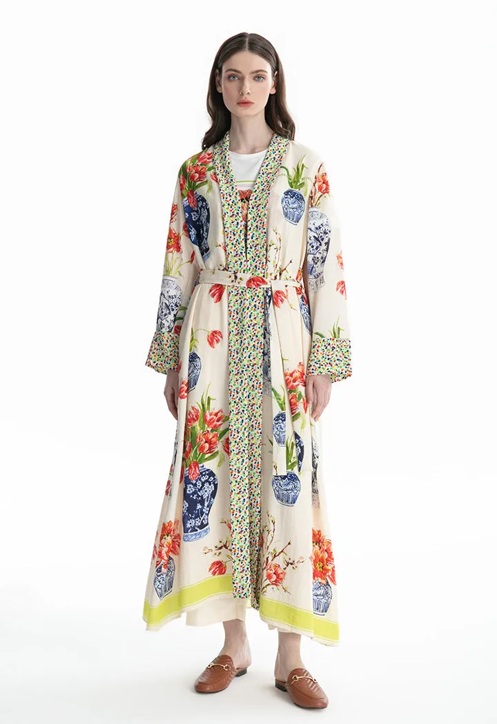 Choice Elegant Print Soft Loose Abaya Multicolor