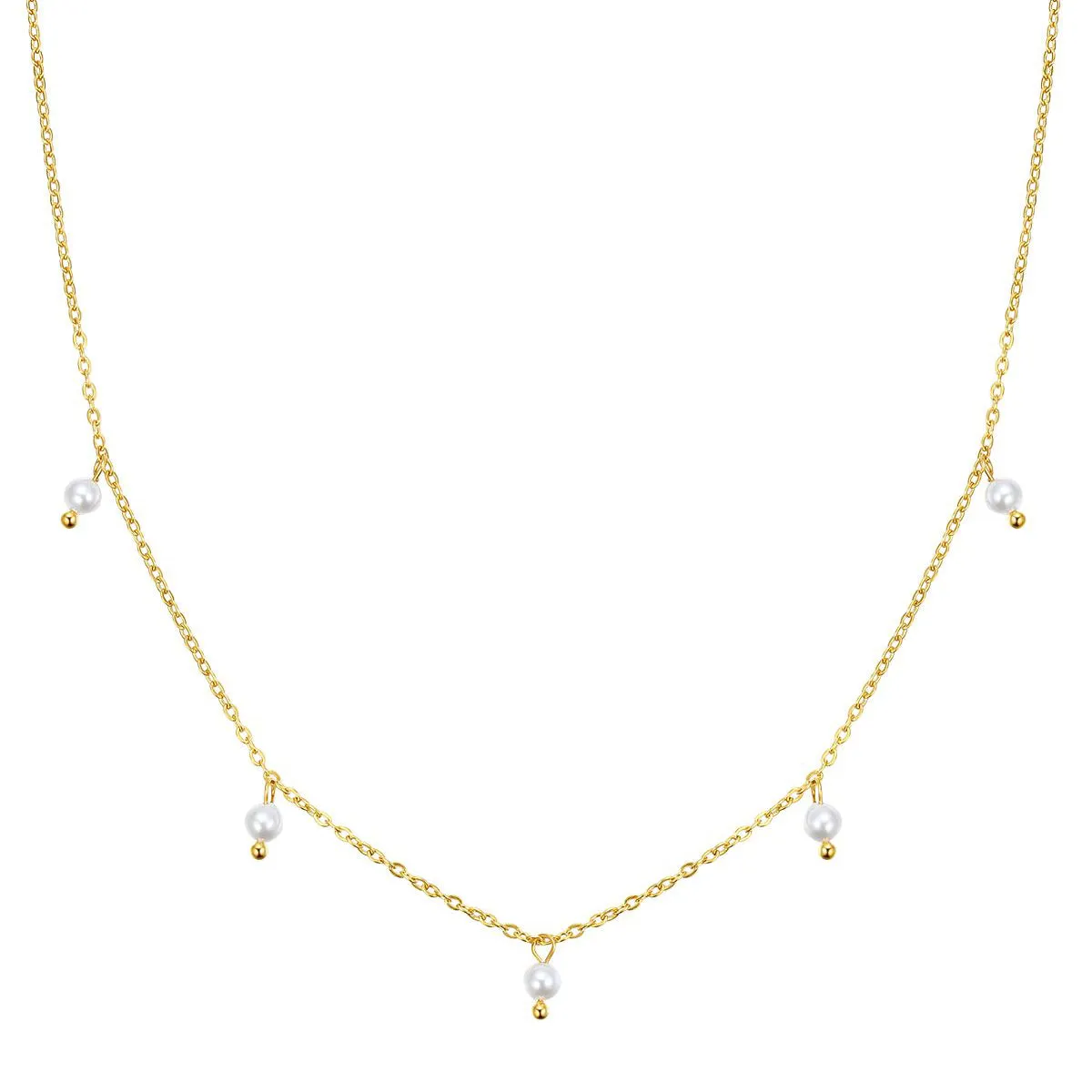 Cinque Pearl Chain Necklace Gold