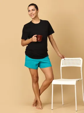 Comfy Maternity Shorts- Teal