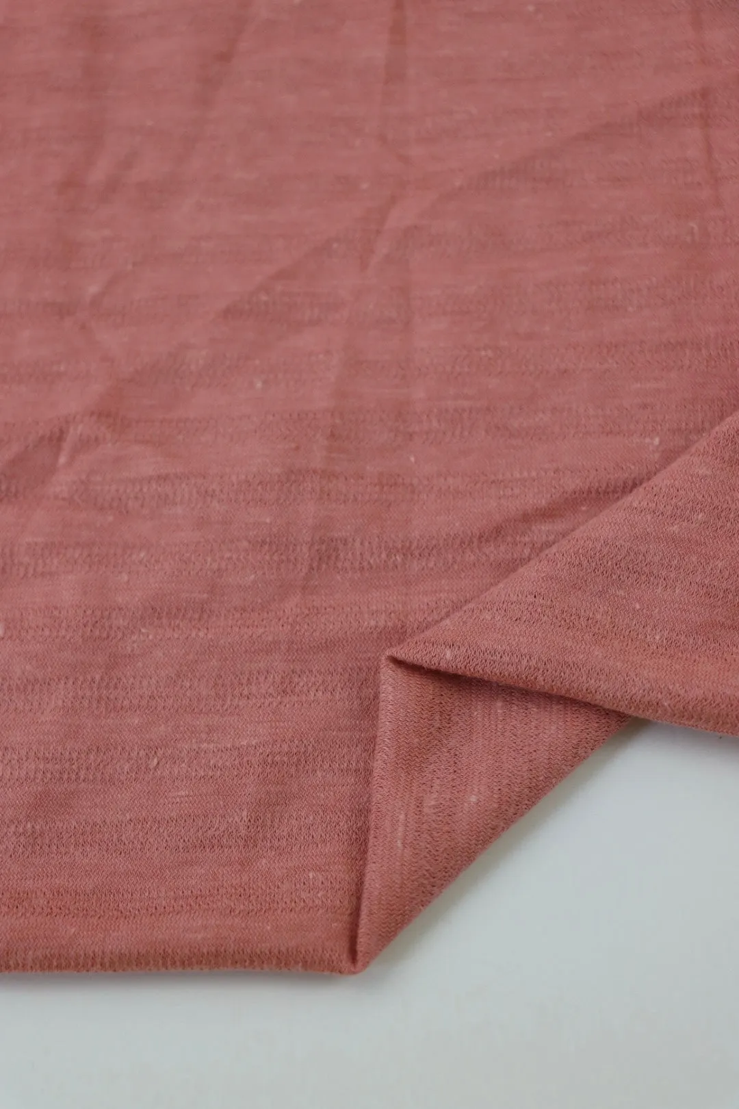 Coral Pink Textured Stripe Organic Cotton & Hemp Jersey