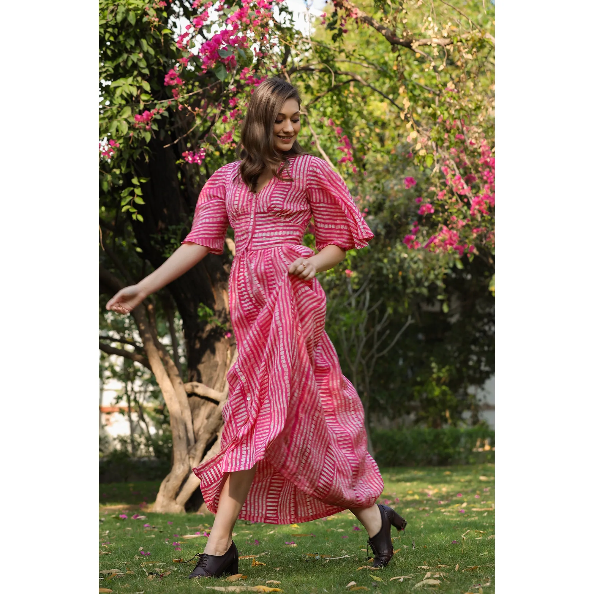 Cosmo Pink Silk Maxi Dress