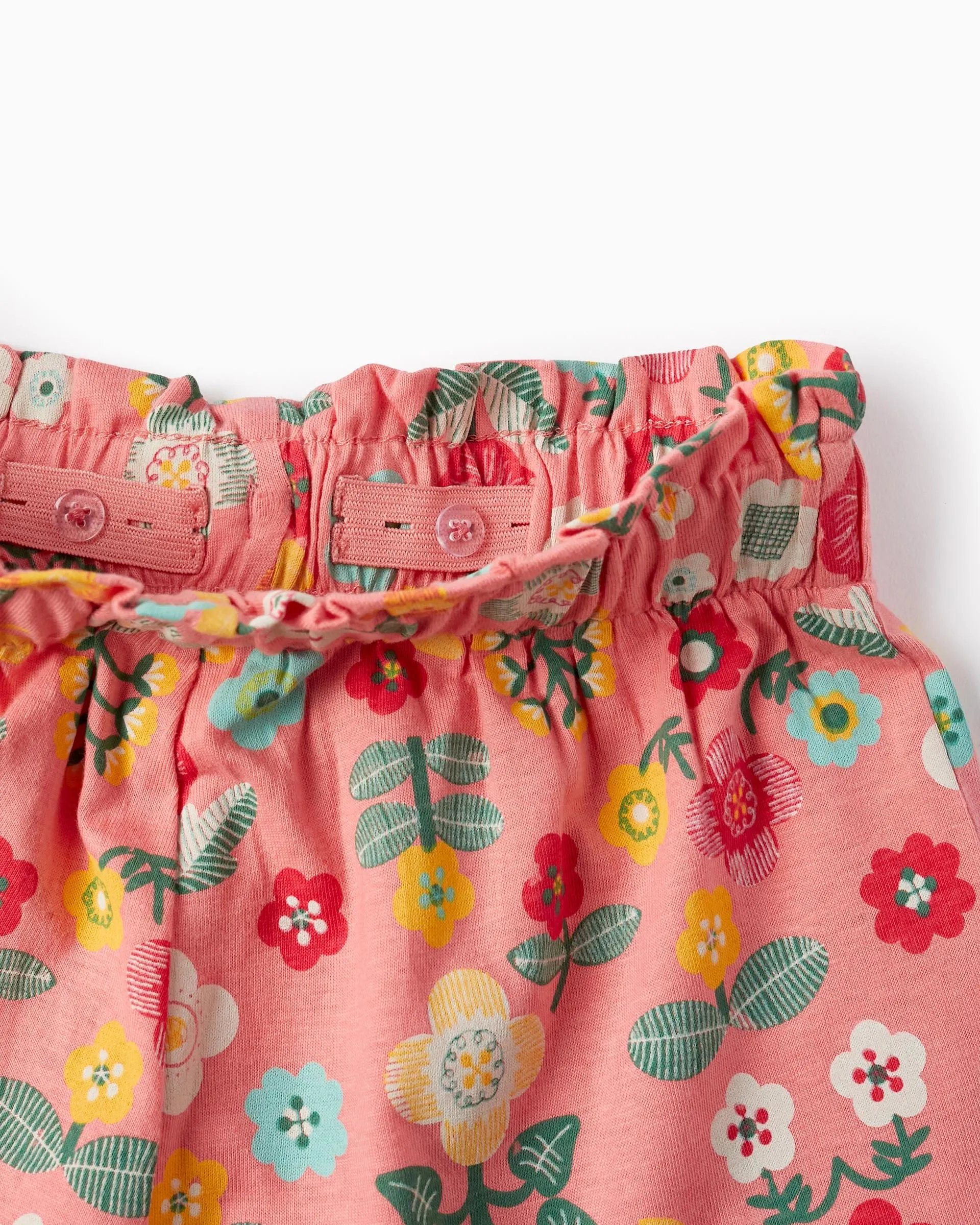 Cotton Shorts with Floral Print for Girls, Pink