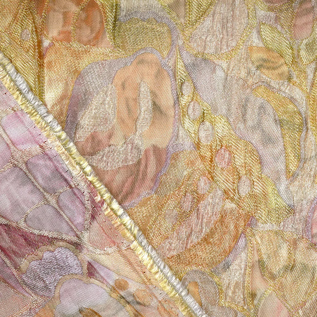 Designer Watercolor Abstract Leaf Brocade Champagne/Blush