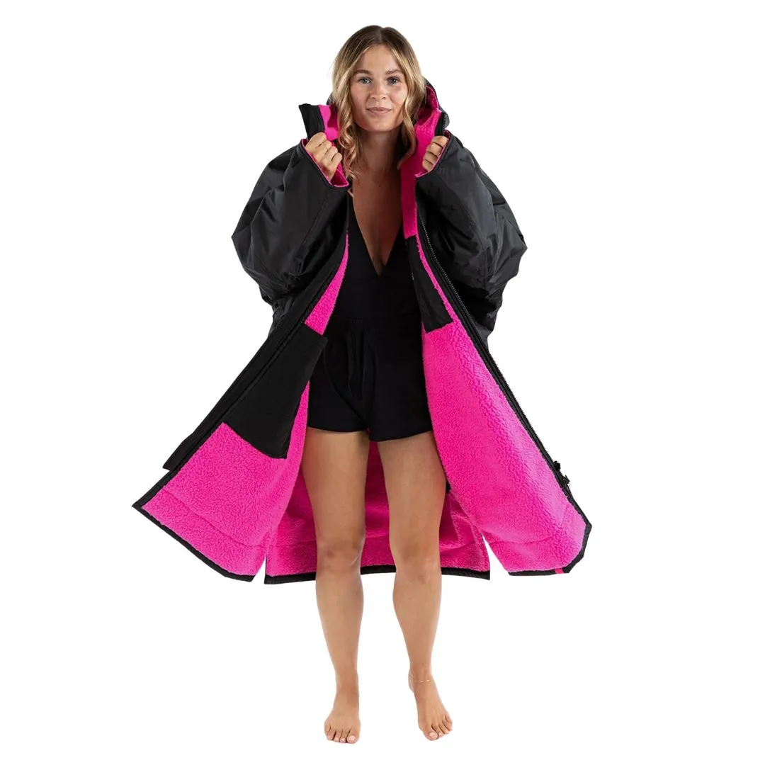 Dryrobe Advance Changing Robe Long Sleeved - Black/Pink