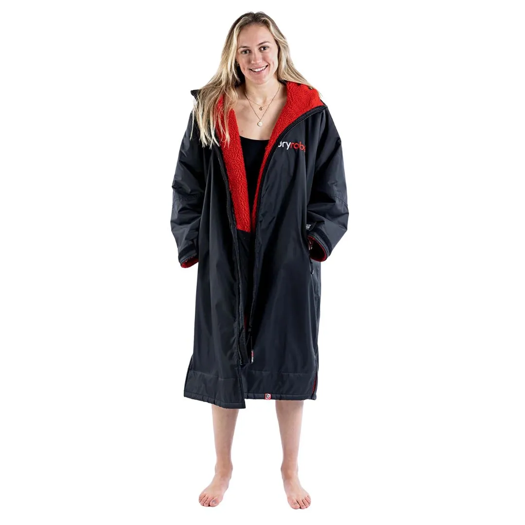 Dryrobe Advance Changing Robe Long Sleeved - Black/Red