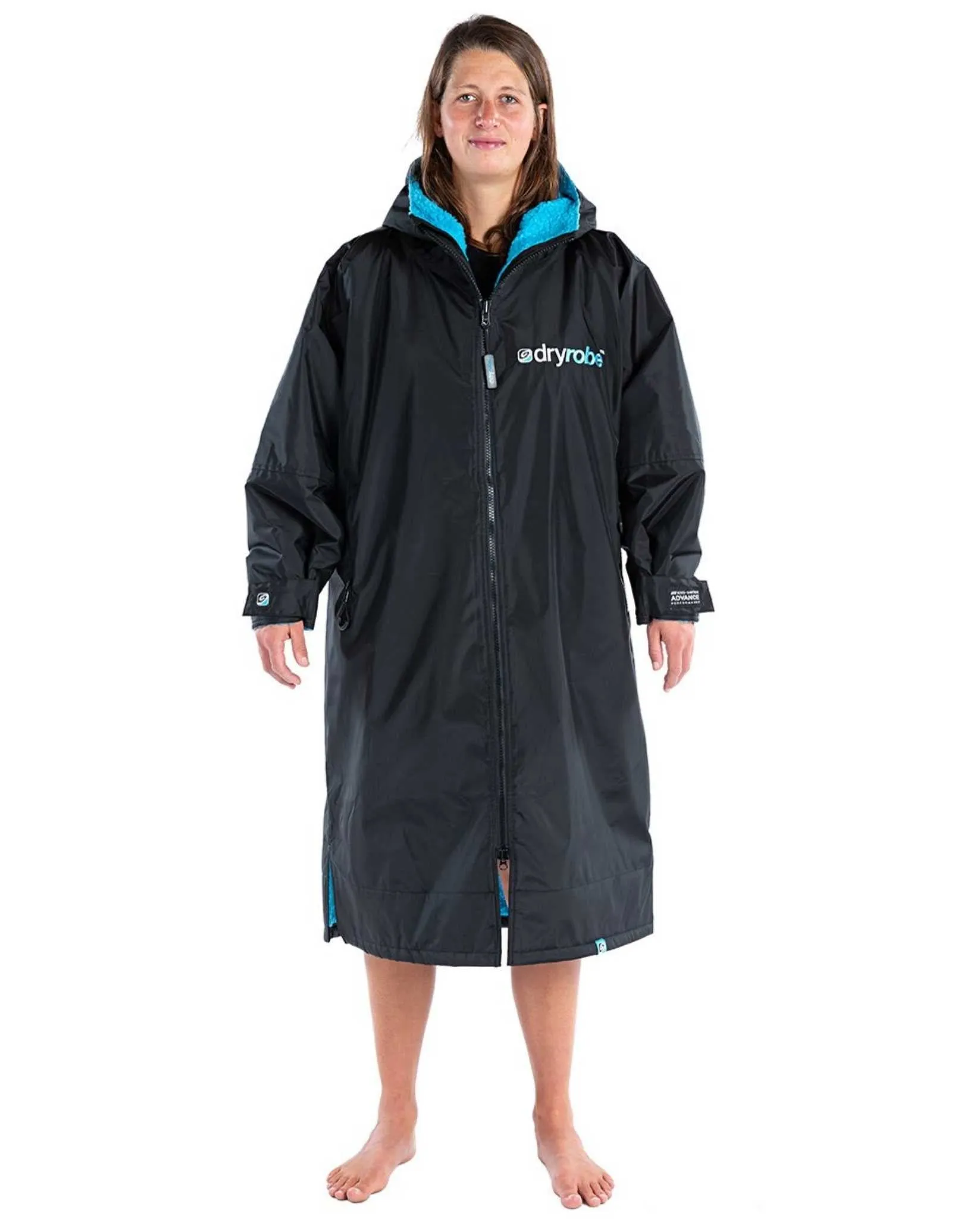 Dryrobe Advance Long Sleeve Adult Robe - Black/Blue