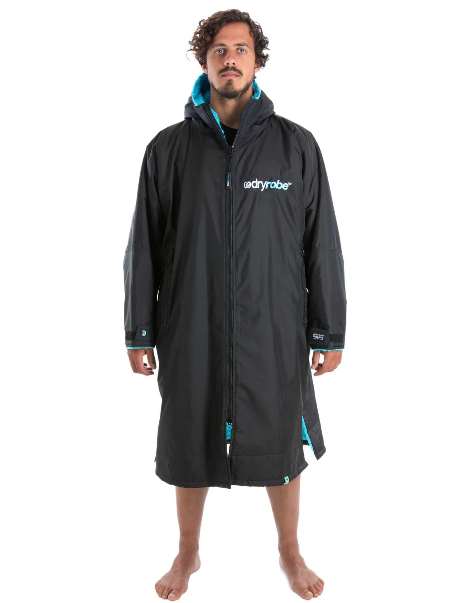 Dryrobe Advance Long Sleeve Adult Robe - Black/Blue