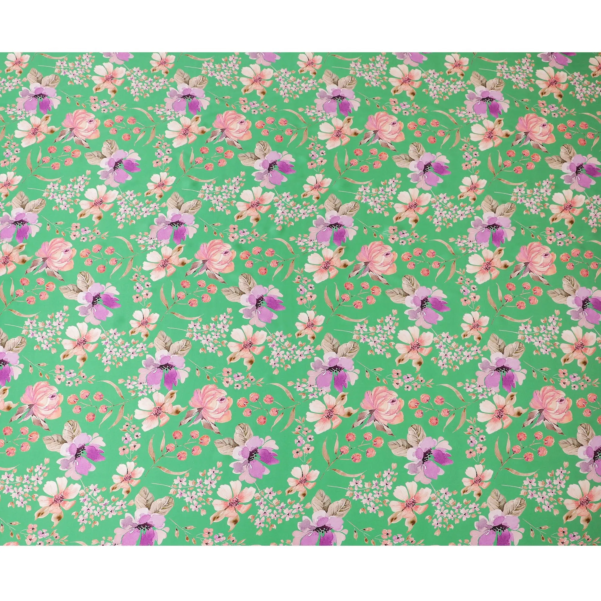 Elegant Italian Pure Silk Satin Fabric in Enchanting Floral Print, 140cm Width-D18706