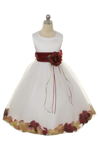 Flower Girl Dress- Satin Petal White Dress 2of 2 - AS160B Kids Dream