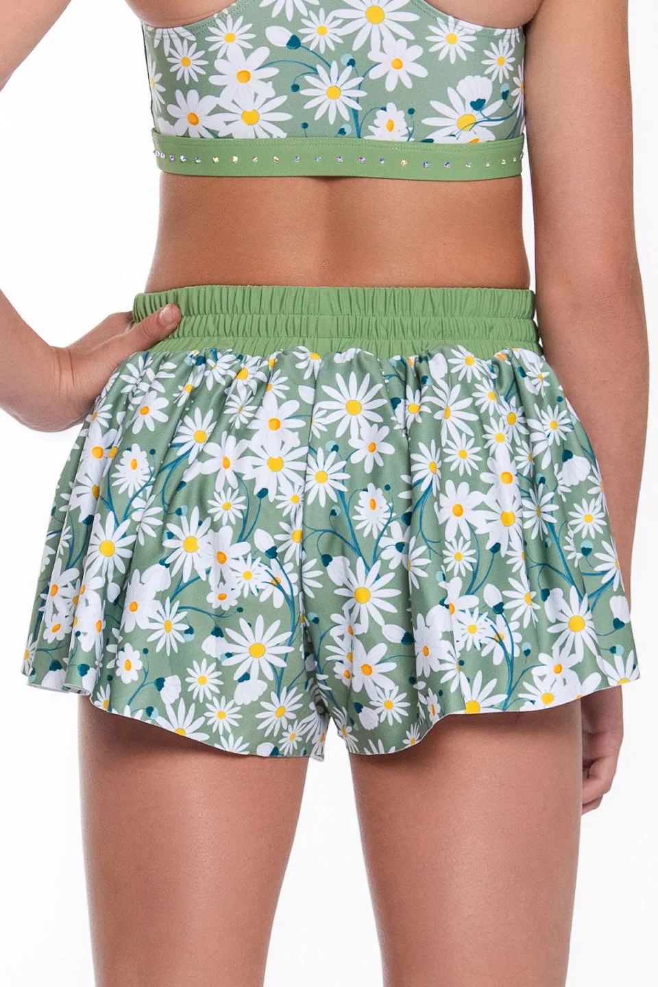 Flowy Athletic Short in Jade Daisy