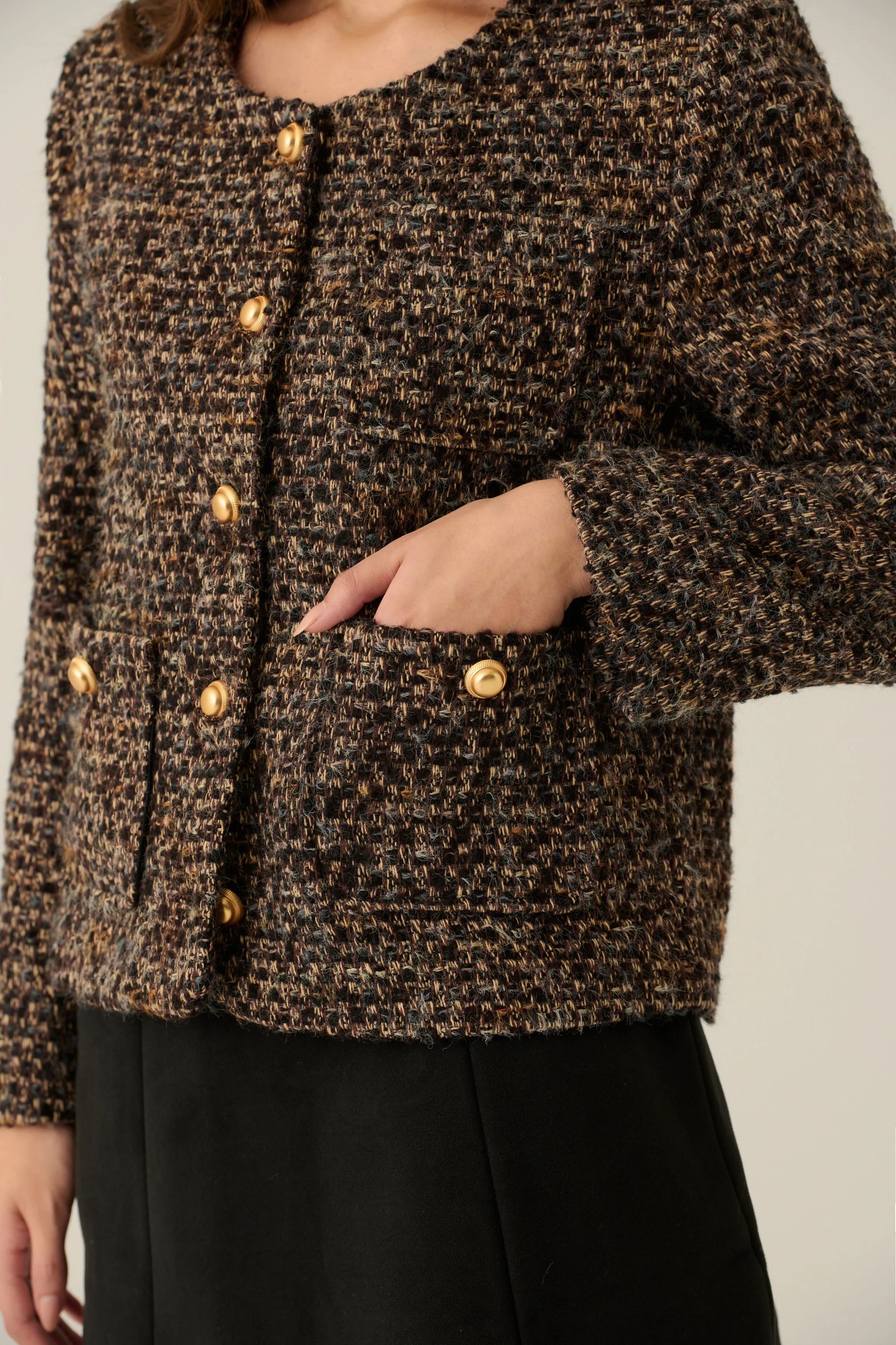 Gentle hug wool blend tweed jacket