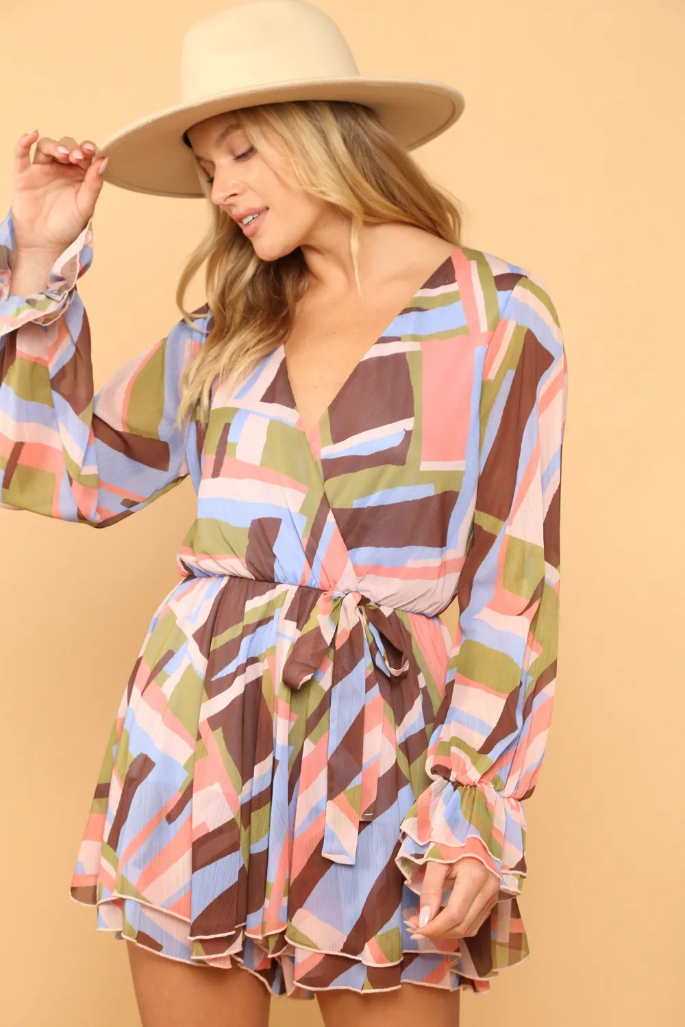 GEOMETRIC PRINT FLOWY ROMPER