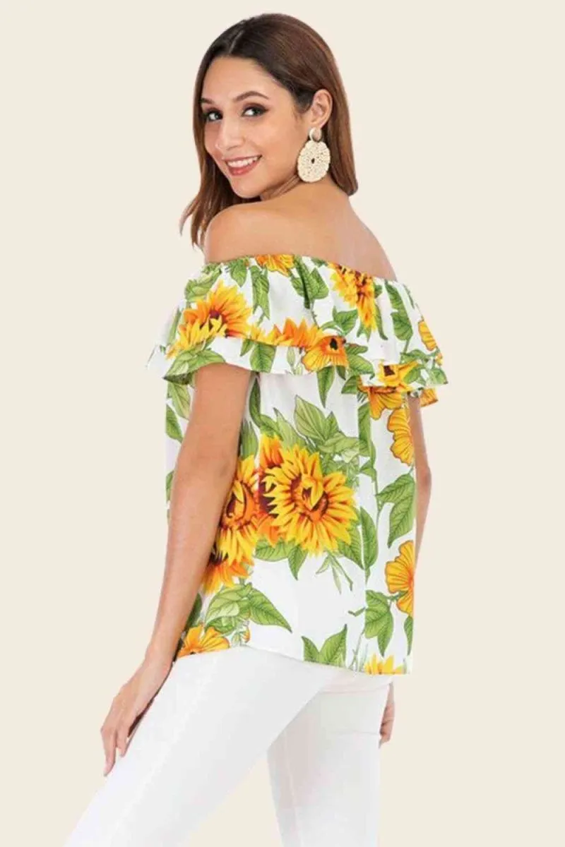 Golden Glow Floral Off-Shoulder Blouse