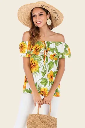 Golden Glow Floral Off-Shoulder Blouse