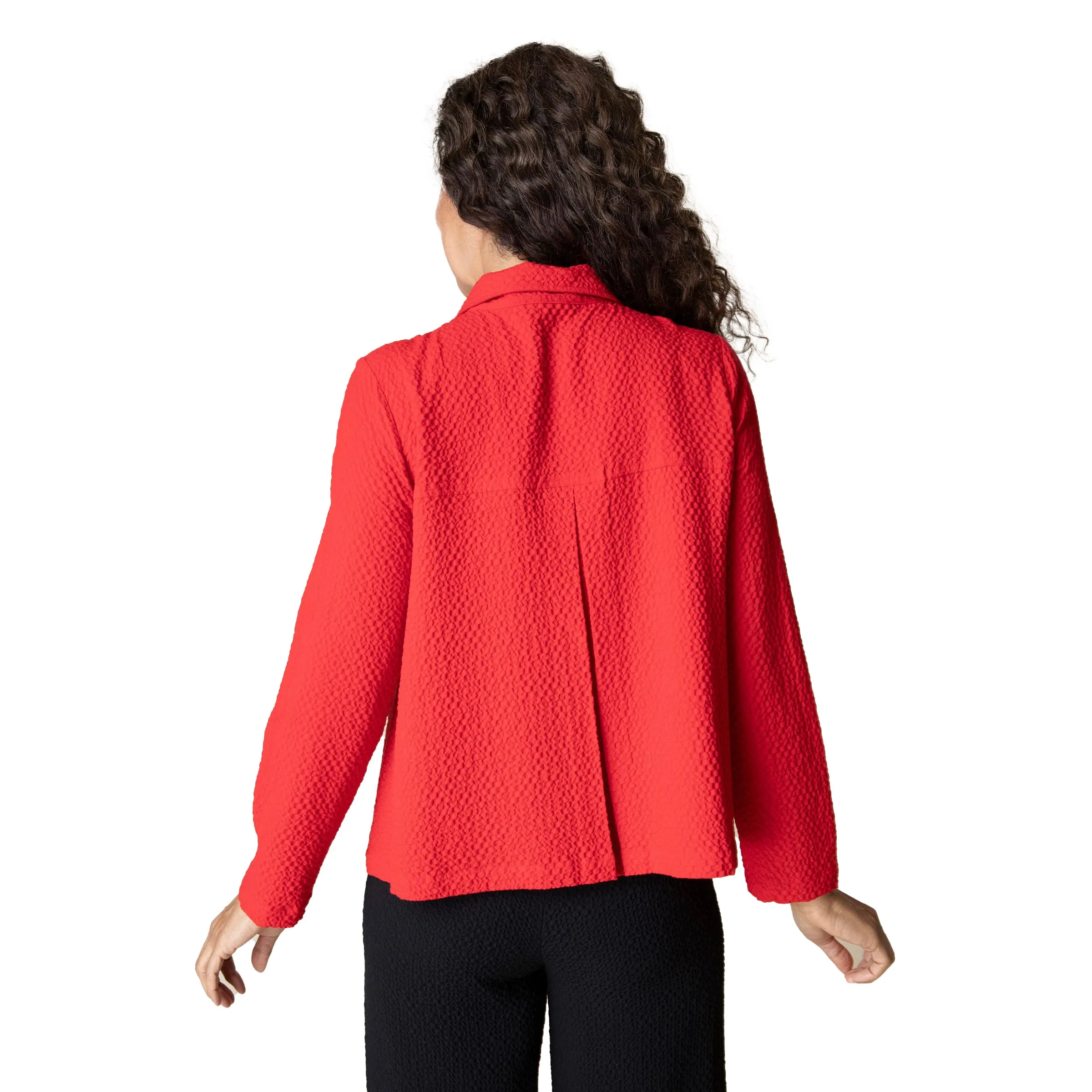 Habitat Crinkle Crepe Short Swing Jacket in Apple Red - 21312-APL