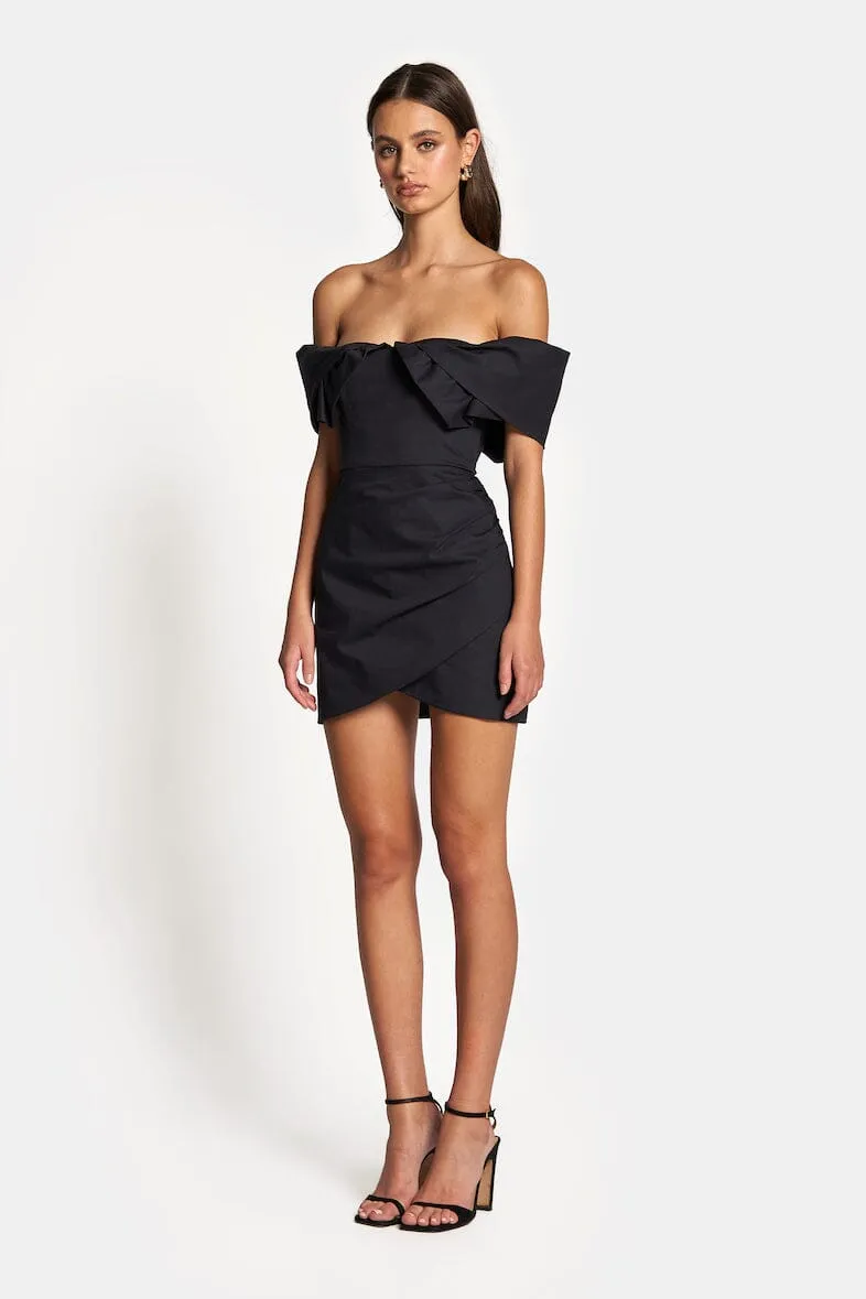 HAILEY OFF SHOULDER MINI DRESS - Black